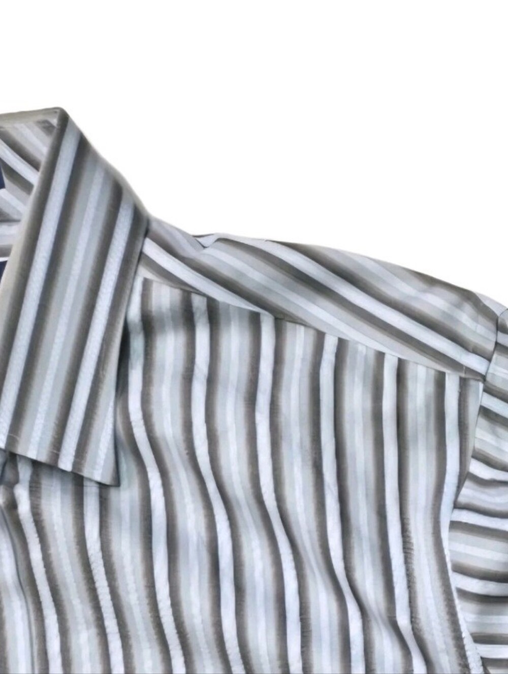 Alan Flusser TLC Collar Button Down Shirt Mens Size 17(34/35) Gray Stripe